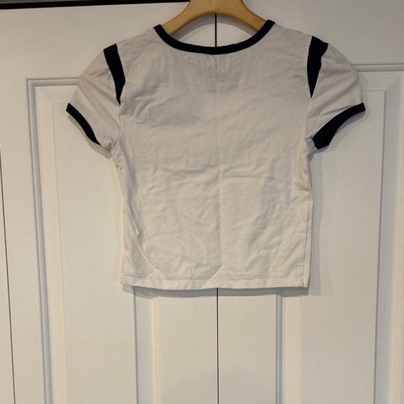 White Tee with Navy Embroidery - Picture 5 of 9